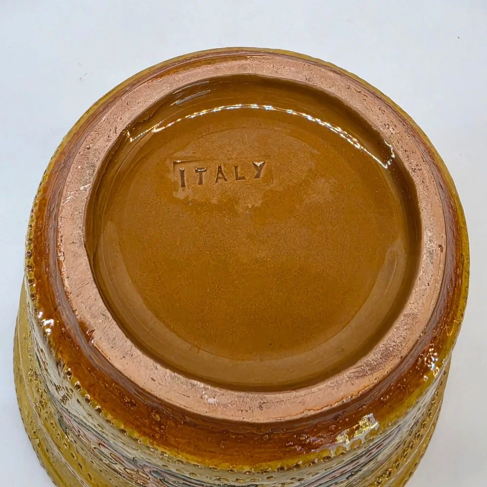 Bitossi Liberty Planter Italian Art Pottery Cachepot Floral Aldo Londi Mustard